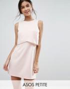 Asos Petite Scuba Crop Top With Embellished Trim Mini Dress - Pink