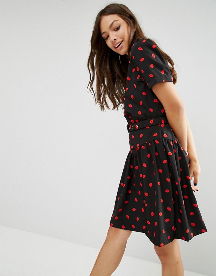 Trollied Dolly Lipstick Drop Dead Gorgeous Dress - Black