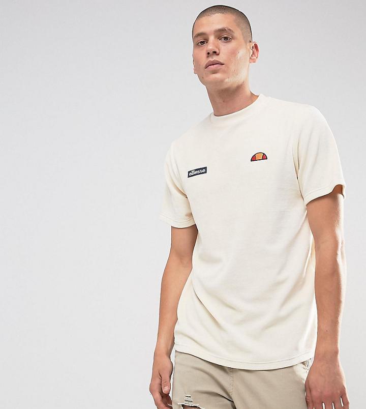 Ellesse Velour Scooped Hem T-shirt In Stone - Stone