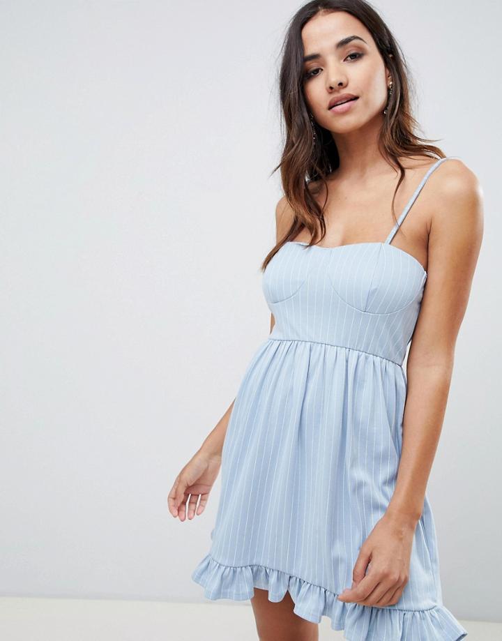 Boohoo Frill Summer Dress - Blue