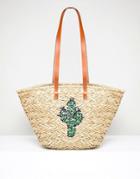 Vincent Pradier Cactus Structured Straw Beach Bag - Multi