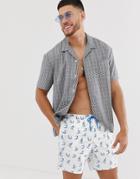 Asos Design Swim Shorts With Surfing Print In Mid Length