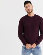 River Island Textured Sweater In Berry