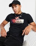 Hollister Front Tie Dye Fill Logo T-shirt In Black