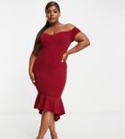 John Zack Plus Off Shoulder Dress In Red