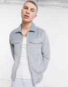 River Island Jumbo Corduroy Overshirt In Gray-grey