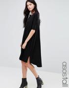 Asos Tall The Oversized T-shirt Dress With Curved Hem - Black