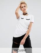 Adolescent Clothing Halloween Bat Patch T-shirt - White