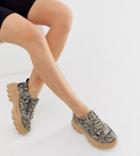 Truffle Collection Wide Fit Chunky Sneakers In Snake-multi