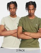 Calvin Klein Jeans 2 Pack Monogram T-shirts In Stone/tan-brown