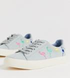 Asos Design Wide Fit Vocalist Embroidered Sneakers-blue