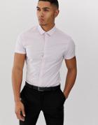 Asos Design Skinny Fit Shirt In Pink Stripe
