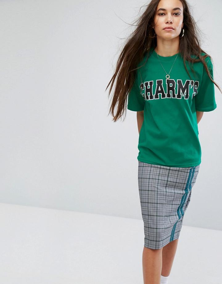 Charms Oversized T-shirt With Logo - Green