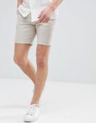 Asos Slim Mid Length Smart Shorts In Putty Cross Hatch Nepp - Stone