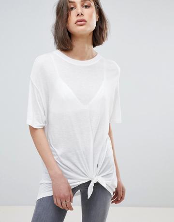 Allsaints Tie Front Oversized T-shirt - White