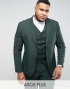 Asos Plus Slim Suit Jacket In Green - Green