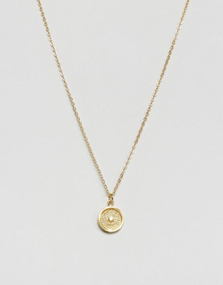 Ottoman Hands Sun Disc Necklace - Gold