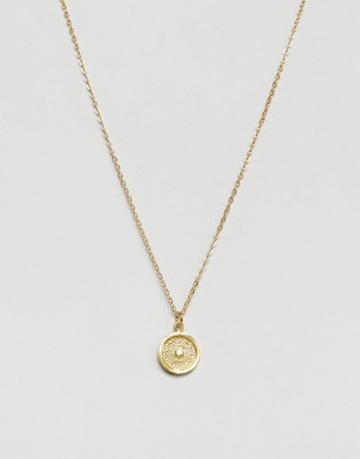 Ottoman Hands Sun Disc Necklace - Gold