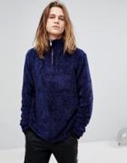 Asos Heavyweight Chenille Half Zip Sweater In Dark Blue - Blue