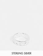 Asos Design Sterling Silver Band Ring With Camouflage Design