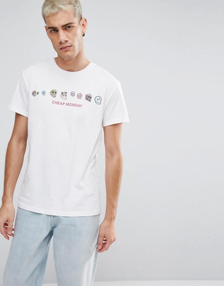 Cheap Monday Colorful Skull Logo T-shirt - White