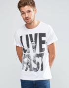 Blend Live Fast James Dean Print Slim T-shirt In White - Offwhite