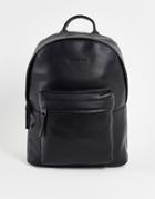Smith & Canova Leather Pocket Front Backpack In Black