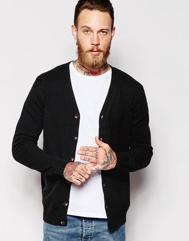 Asos Lambswool Rich Cardigan - Black