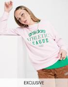 Adidas Originals 'retro Luxury' Slogan Sweat In Pink