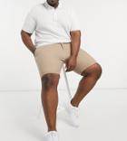 Asos Design Plus Slim Chino Shorts In Stone-neutral