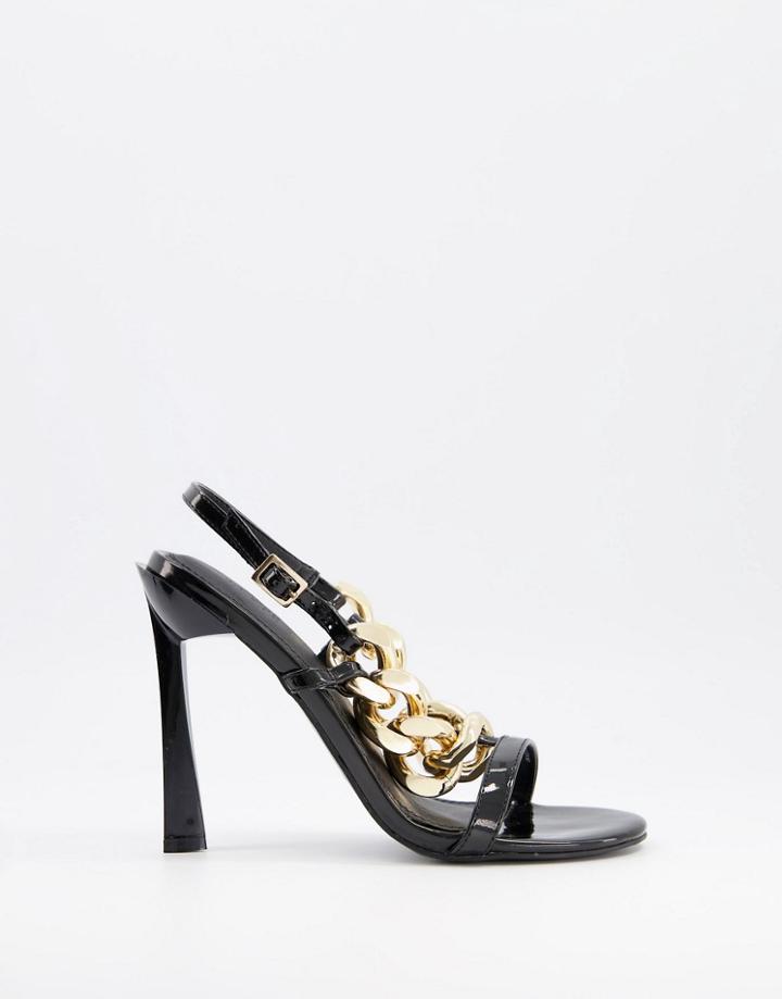 Asos Design Nimble High-heeled Sandals With Chunky Chain In Black