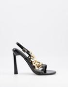 Asos Design Nimble High-heeled Sandals With Chunky Chain In Black