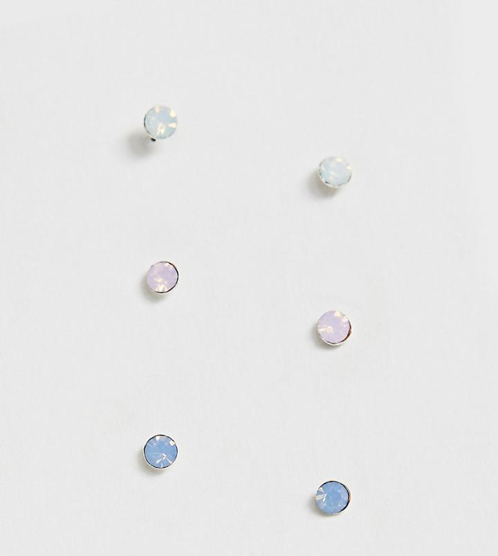 Kingsley Ryan Sterling Silver Multi Stone Stud Earrings - 3 Pack