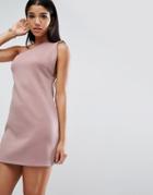 Asos Scuba One Shoulder Zip Side Mini Shift Dress - Pink