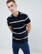 New Look Polo Shirt With Wide Stripes In Black - Black