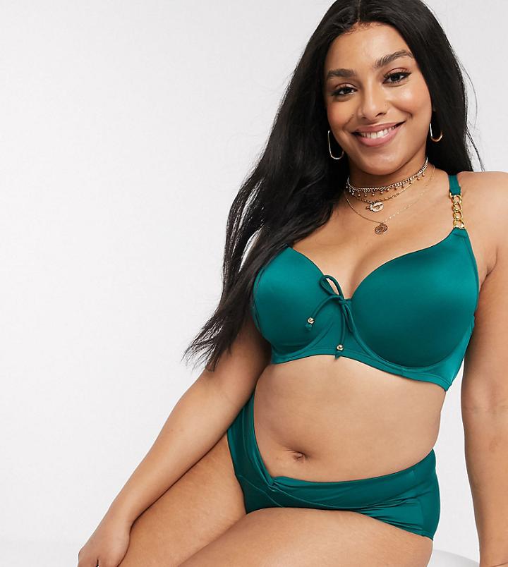 Dorina Curve Filao Recycled Polyester High Waist Bikini Bottom In Green