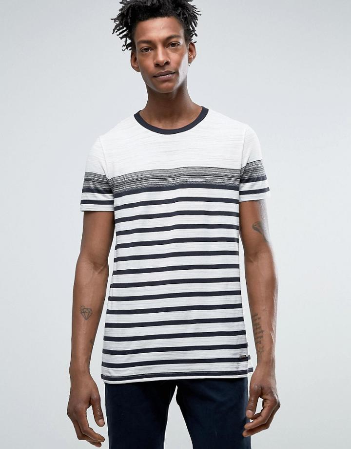 Boss Orange By Hugo Boss Slub Stripe T-shirt Regular Fit In White/black - White