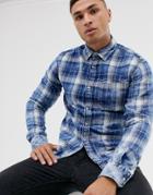 Jack & Jones Originals Checked Long Sleeve Shirt In Navy