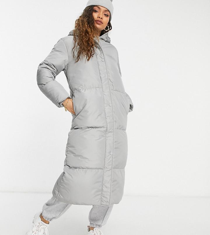 Threadbare Petite Jodie Longline Puffer Coat-grey
