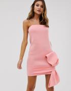 Asos Design Bow Detail Shift Mini Dress-pink