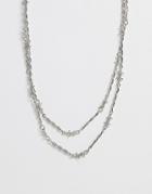 Asos Design Barbed Wire Inspired Necklace In Burnished Silver Tone - Silver