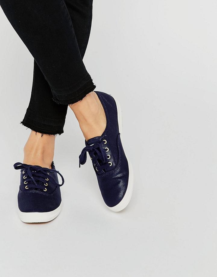 Keds Metallic Canvas Sneakers - Navy