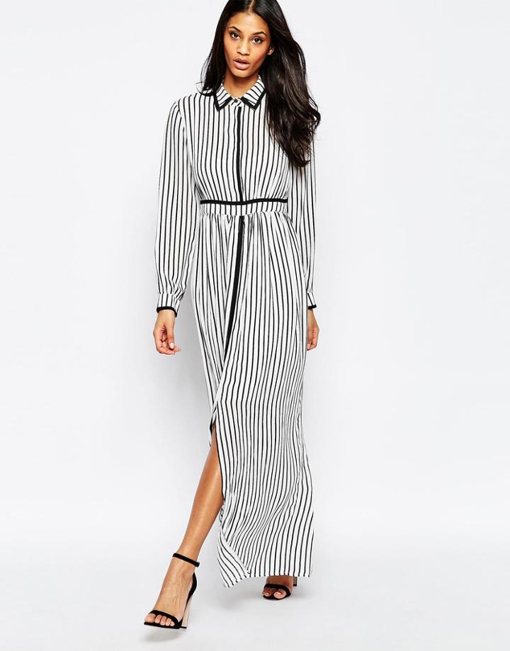Jovonna Gino Maxi Shirt Dress In Stripe - Stripes