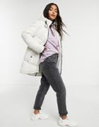 Brave Soul Cello Mid Length Puffer Jacket-white