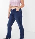 Only Curve Royal Flared Jeans In Dark Blue Wash-blues