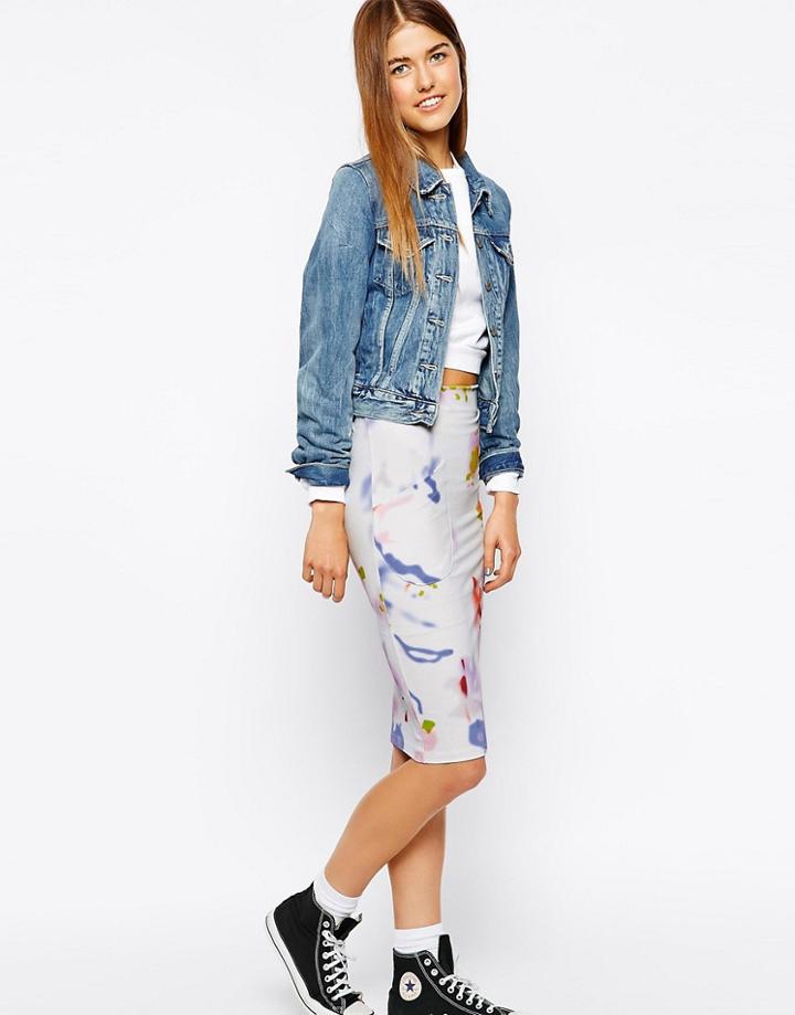 Twisted Muse Amie Cirque De Aqua Printed Pencil Skirt - Multi