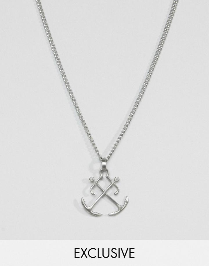 Simon Carter Double Anchor Necklace Exclusive To Asos - Silver