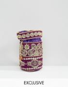 Reclaimed Vintage Beaded Pouch Bag - Purple