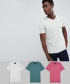 Abercrombie & Fitch 3 Pack V-neck T-shirt In Green/red/gray Marl - Multi