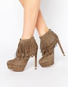 Kg By Kurt Geiger Scala Fringed Platform Boots - Taupe